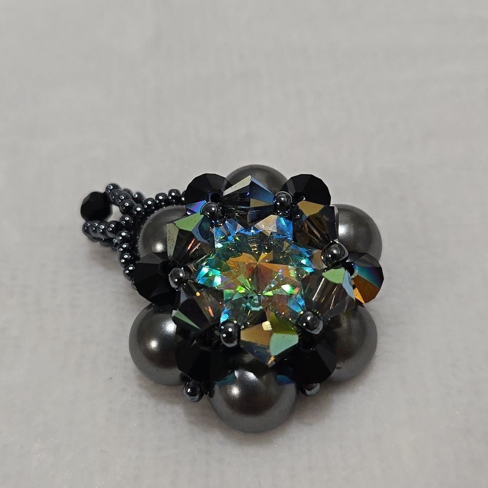 Black and Silver Crystal Ring